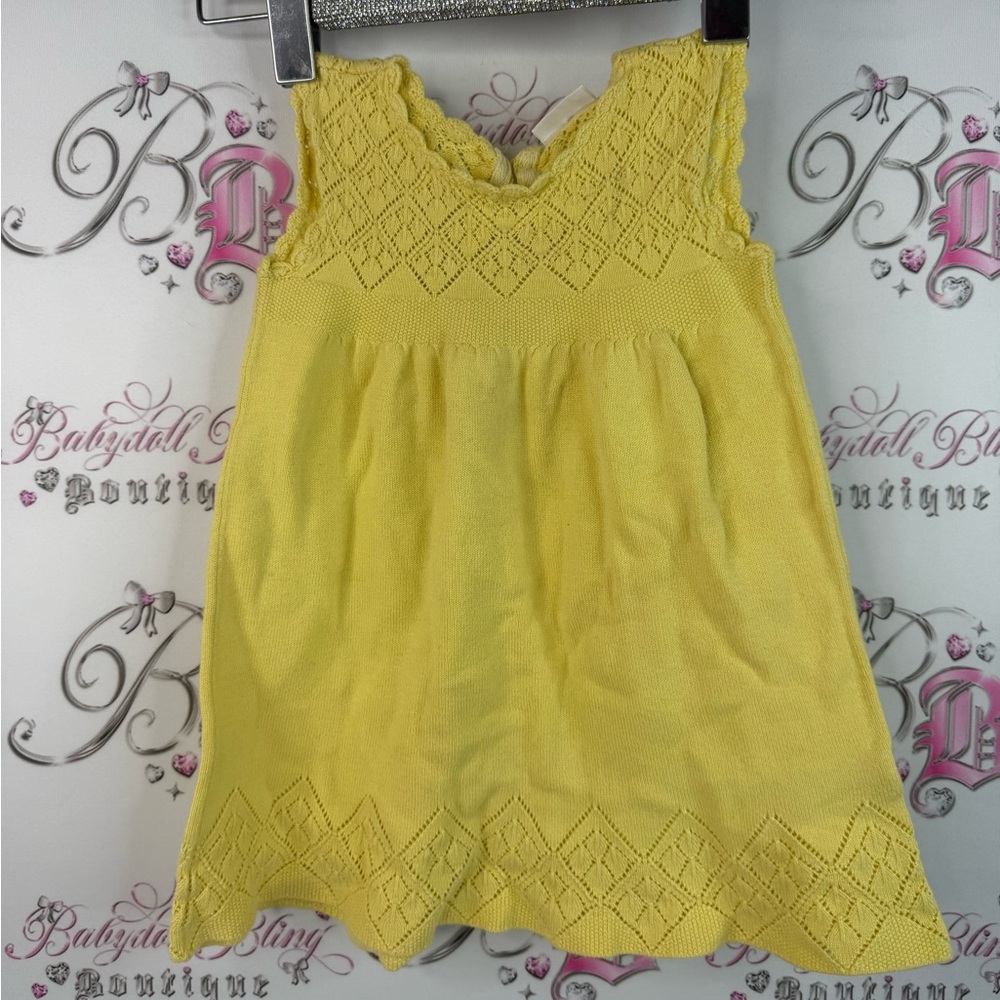 Next baby dress knit bright crochet knitted style Yellow Sleeveless Knit Dress